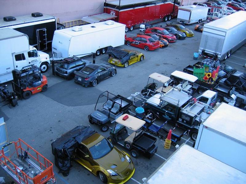 Massive lot of Tokyo Drift cars that were used in the movie